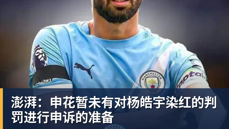 澎湃：申花暂未有对杨皓宇染红的判罚进行申诉的准备